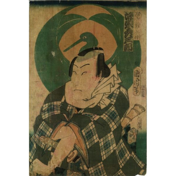 anonimowy drzeworyt – portret aktora kabuki – drzeworyt barwny, pierwsze bicie, xix wiek